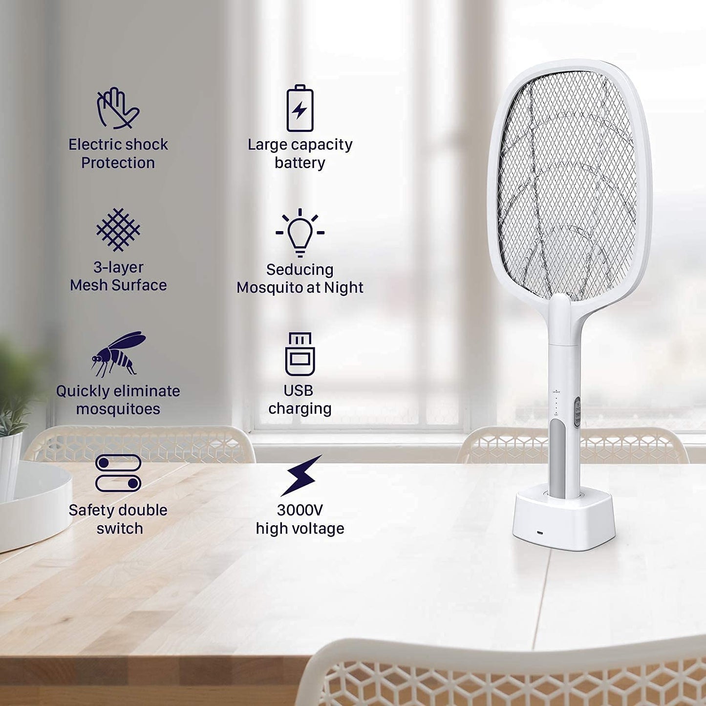 Emirate Traders™ GECKO 2 in 1 Mosquitoes Racket Must have gadget for keeping yourself and Family from Dengue