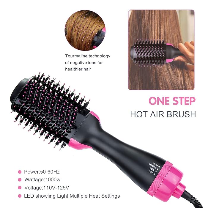 Get Parcel ™️ 3-In-1 Electric One Step Hair Straightening Brush One Step Hot Air Brush Dryer + Styler