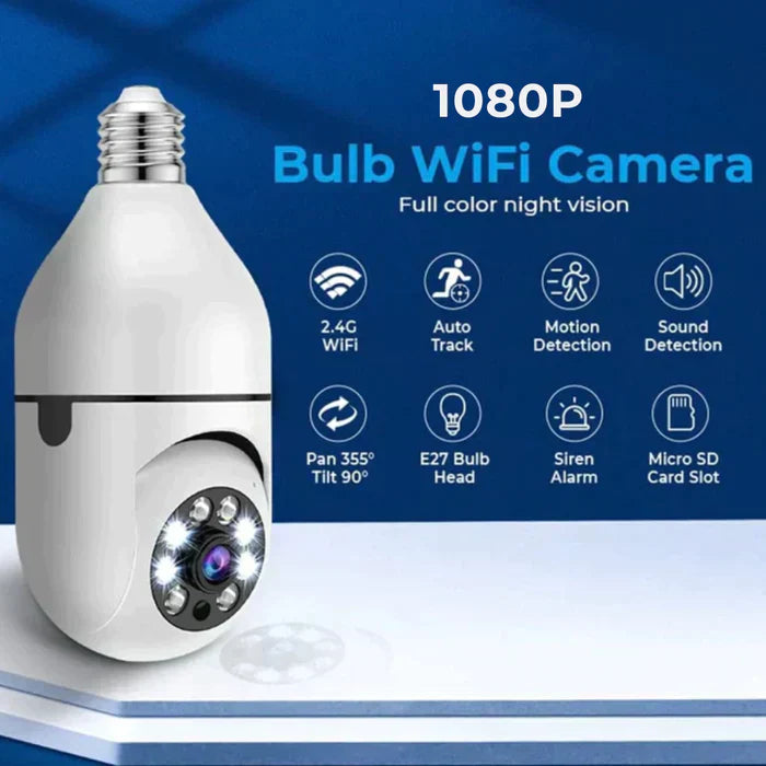 Get Parcel™ Wireless Bulb Security Camera 360°Rotational View