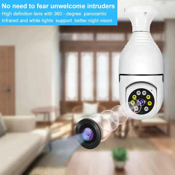Get Parcel™ Wireless Bulb Security Camera 360°Rotational View