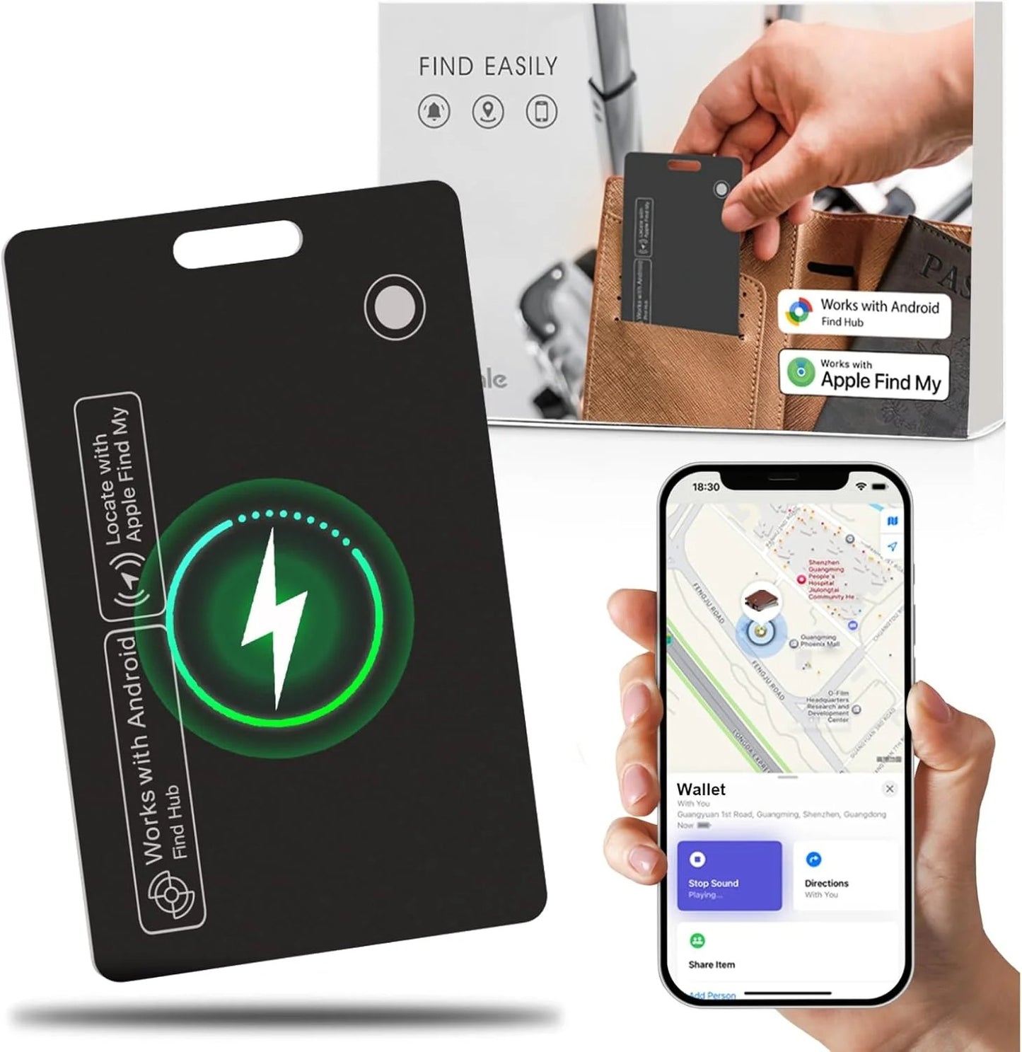 Slim Tracker Card for Android & iOS, Bluetooth Smart Finder