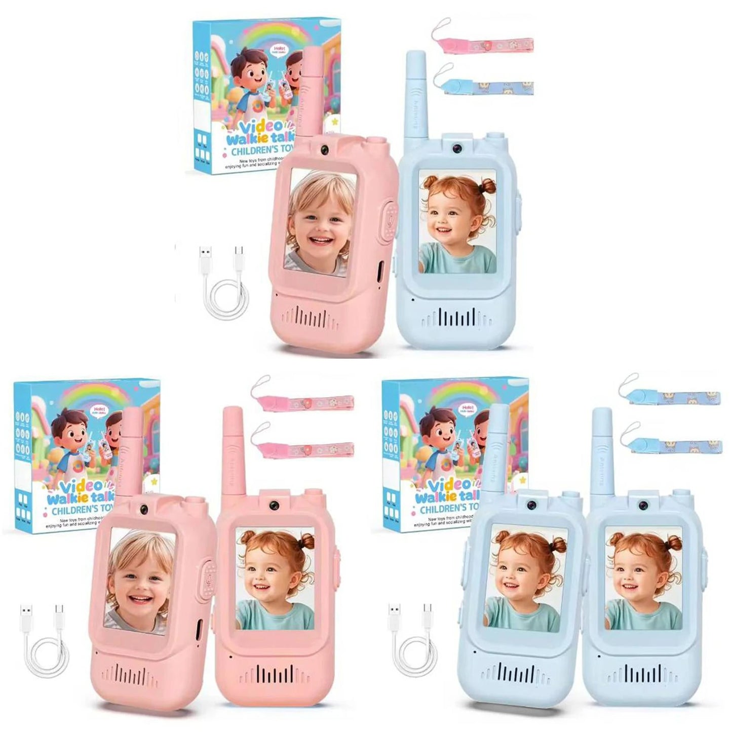 2PCS Rechargeable Kids Video Call Walkie Talkies