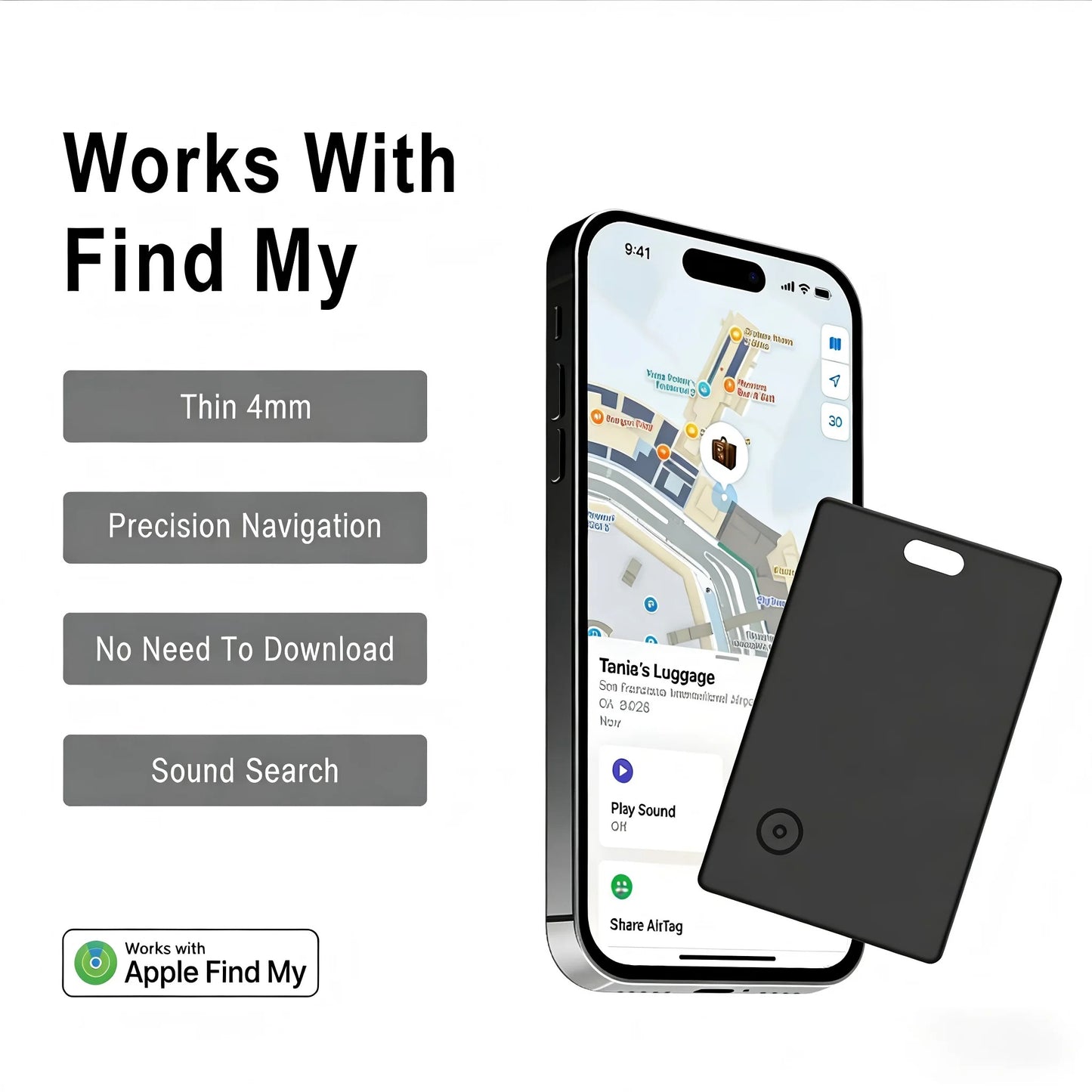 Slim Tracker Card for Android & iOS, Bluetooth Smart Finder
